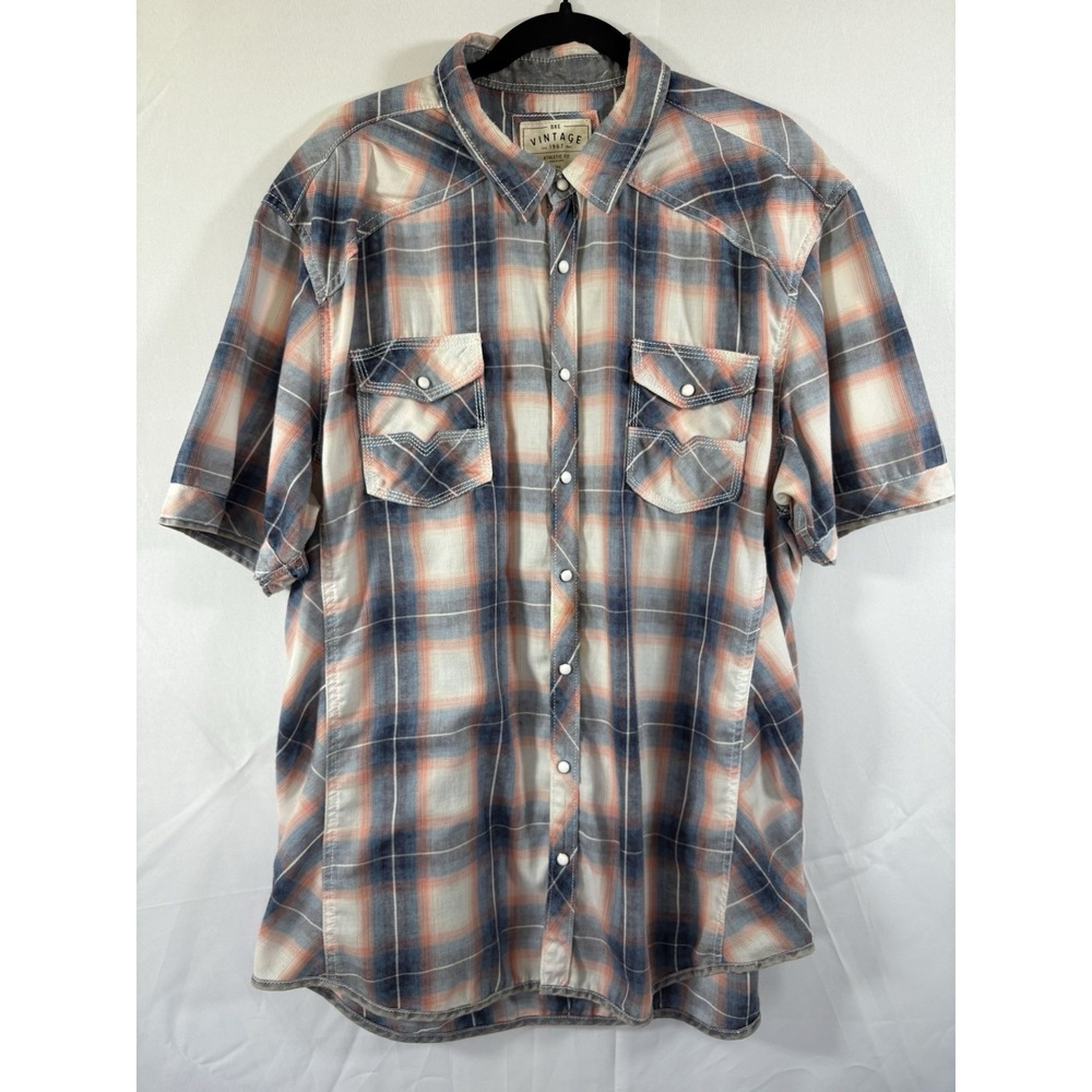 BKE Vintage shirt size 2XL plai snap buttons short sleeves
